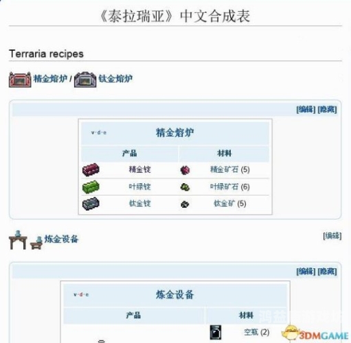 泰拉瑞亚合成表详解与全新合成攻略泰拉瑞亚合成表app下载